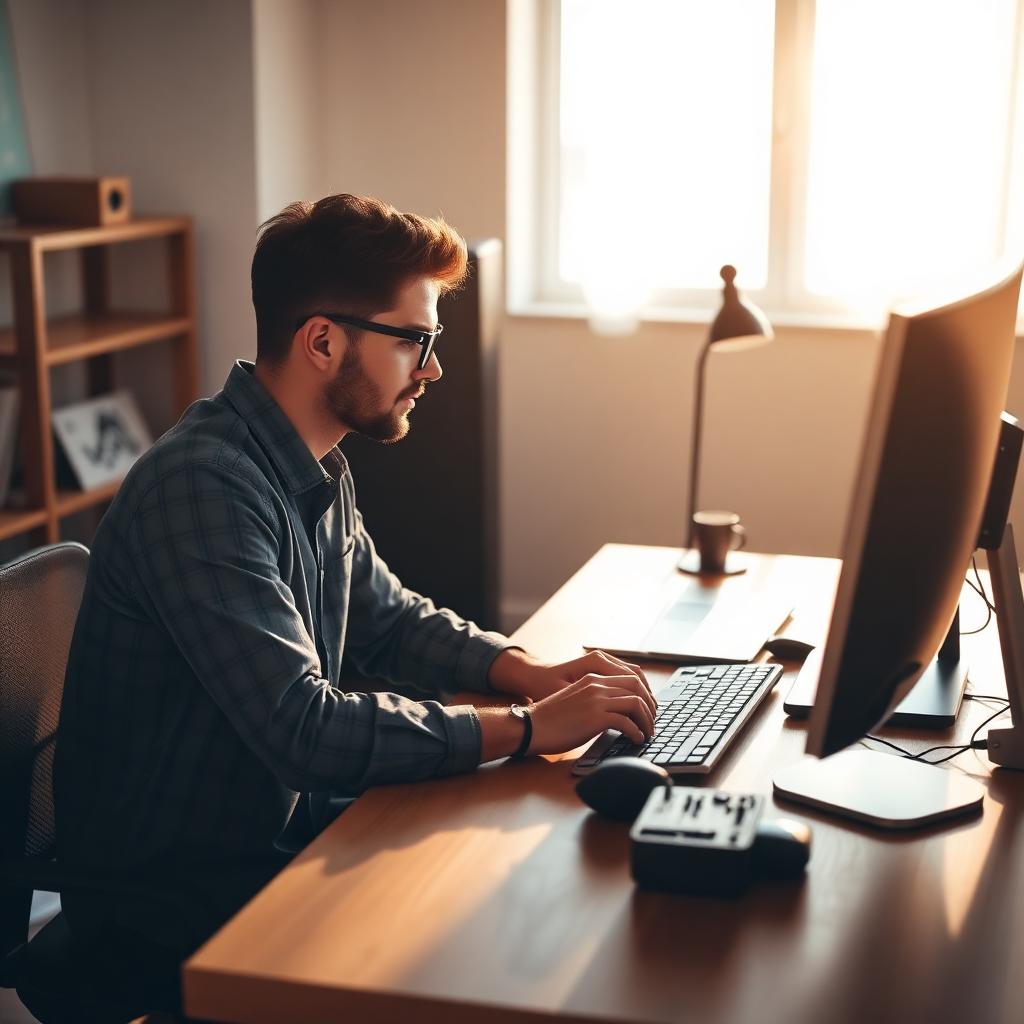 Software developer at modern workspace